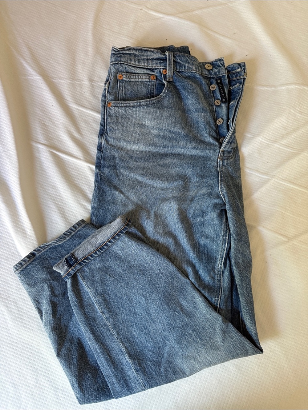 Lucky Brand High Rise 80’s Curve Blue Button-Fly Jeans sz 14/32
